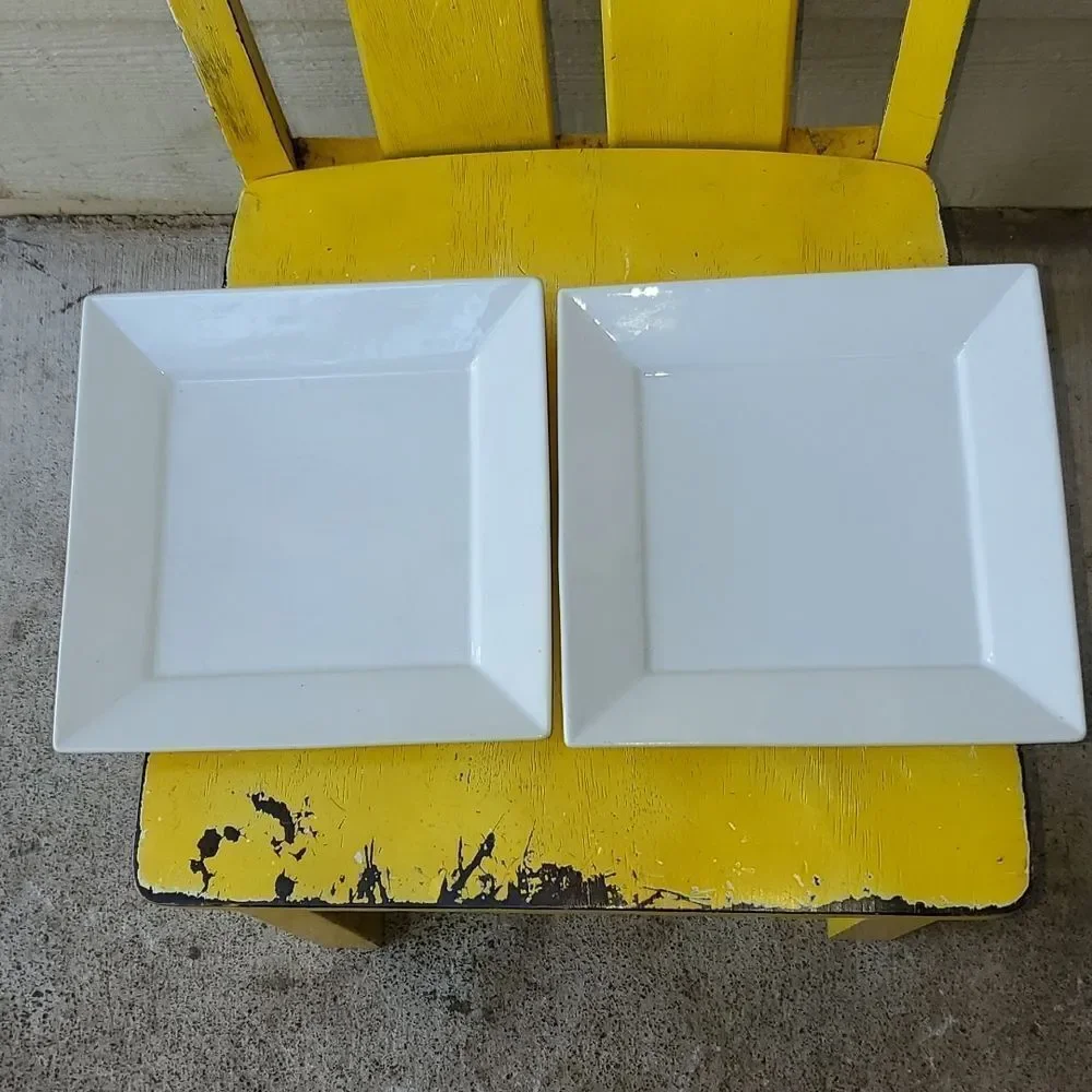 Palm Restaurant White Square Dinner Plate set of 2 9.75
